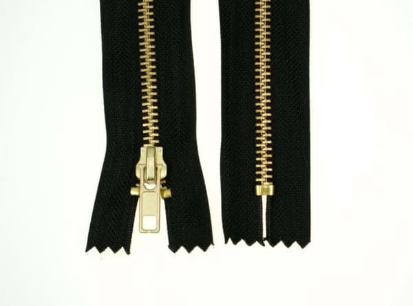 Picture of 18cm zipper - 5mm metal rail - color: black/gold - 10 pieces