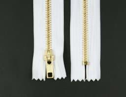 Picture of 18cm zipper - 5mm metal rail - color: white/gold - 10 pieces