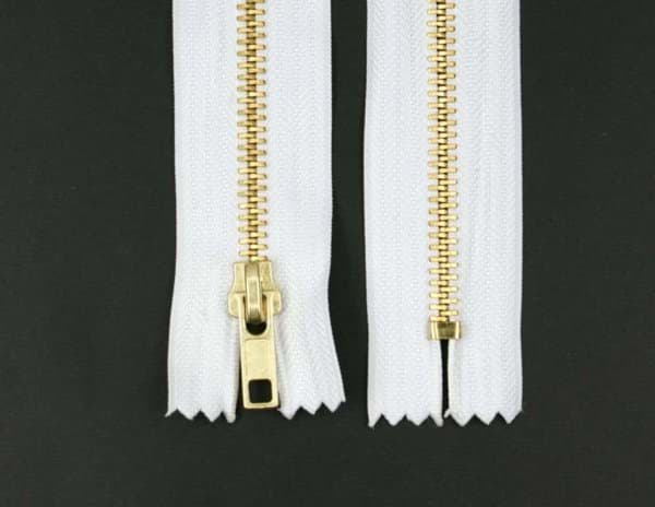 Picture of 18cm zipper - 5mm metal rail - color: white/gold - 10 pieces