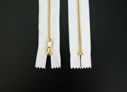 Picture of 18cm zipper - 4mm metal rail - colour: white/gold - 10 pieces