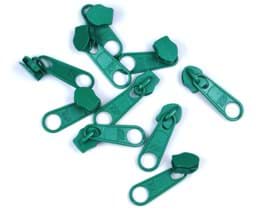 Picture of slider for zippers with 5mm rail, color: green - 10 pieces