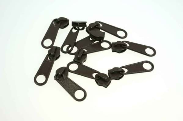 Picture of slider for zipper with 8mm rail, color: dark brown - 10 pieces