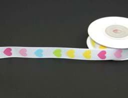 Picture of printed webbing - 12mm wide - 10m roll - colorful hearts