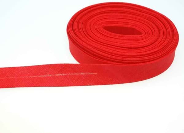 Picture of bias tape made of cotton - 20mm wide - color: red - 10m roll