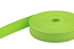 Picture of 10m PP webbing - 30mm width - 1,4mm thick - lime with reflecting strips (UV)