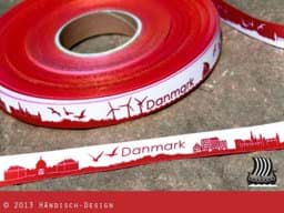 Picture of 1m SKYLINE webbing - 16mm wide - DENMARK red/white