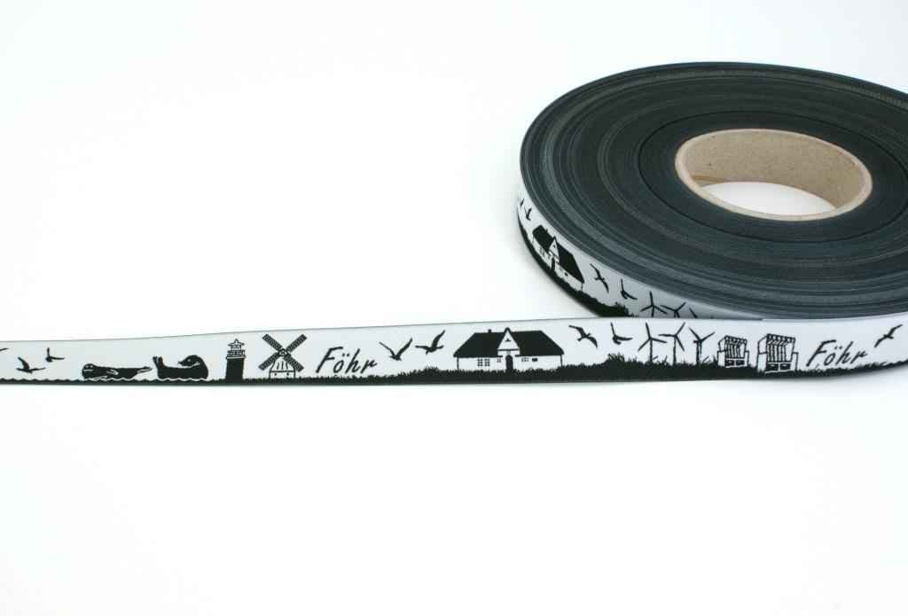 Picture of 1m SKYLINE webbing - 16mm wide - FÖHR black/white