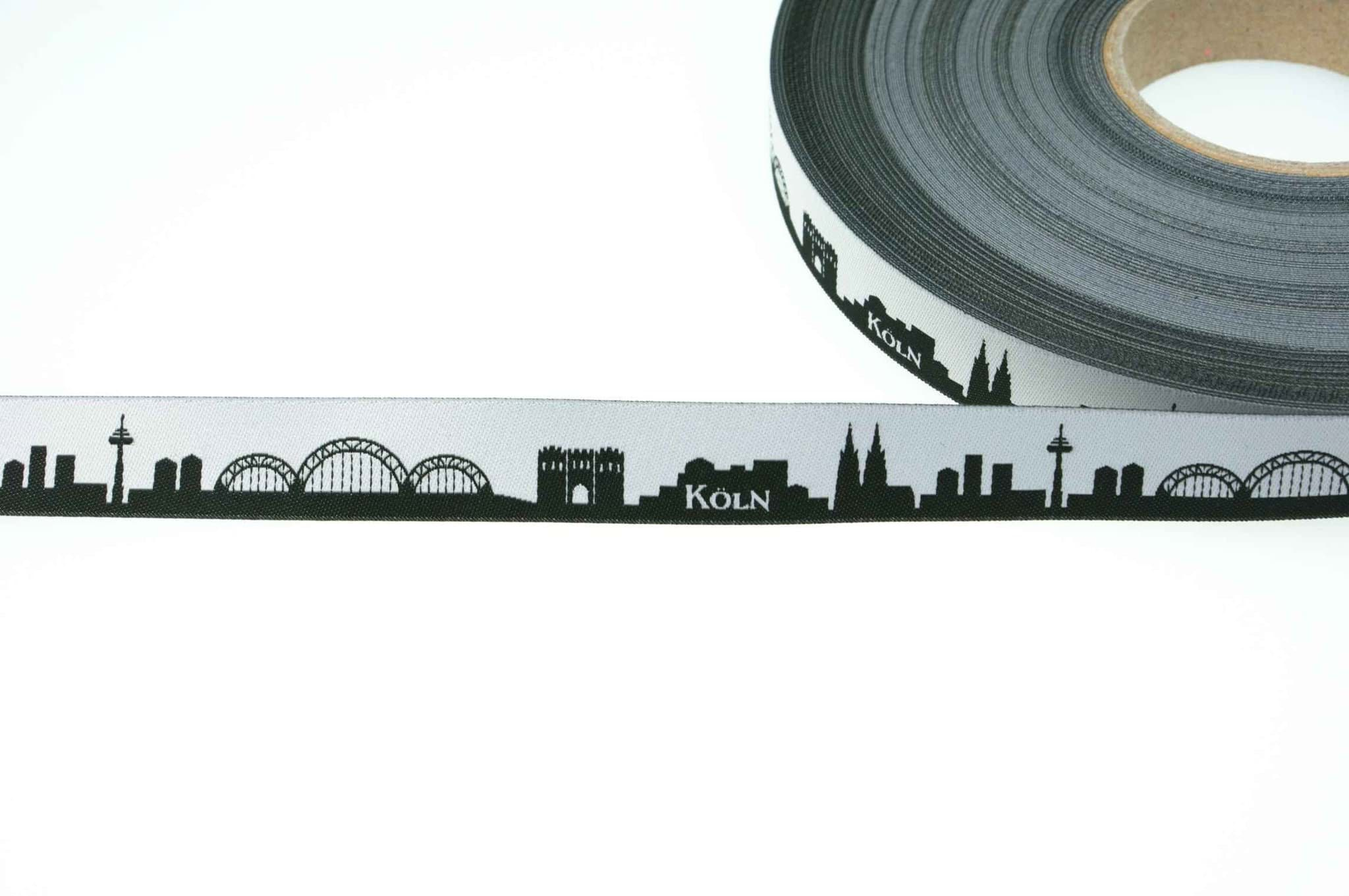 Picture of 1m SKYLINE webbing - 16mm wide - KÖLN / COLOGNE black/white