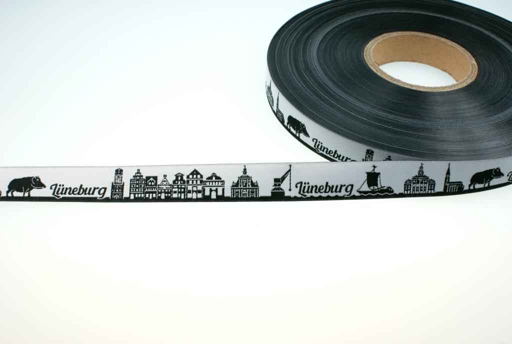 Picture of 1m SKYLINE webbing - 16mm wide - Lüneburg black/white