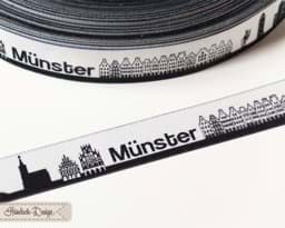 Picture of 1m SKYLINE webbing - 16mm wide - MÜNSTER black/white