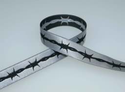 Picture of 5m roll webbing design by Haendisch-design, 15mm wide, barbed wire silver