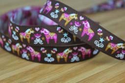 Picture of 3m roll webbing design by Stoffwelten, 15mm wide, Daladreams chocolate