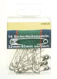 Picture of safety pins - size 32 - silver - 18 pins