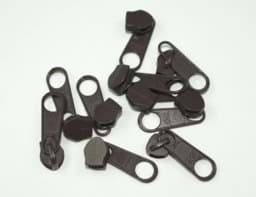 Picture of slider for slide fastener with 3mm rail, color: dark brown - 10 pieces