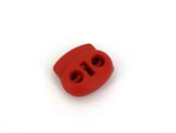 Picture of cord stopper - 2 holes - colour: red - up to 4mm - 19mm wide - 10 pieces