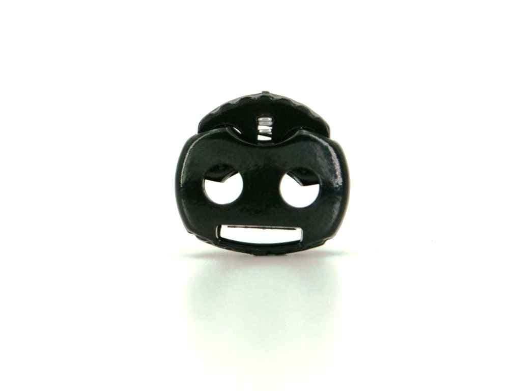 Picture of cord stopper - 2 holes - colour: black - up to 4mm - 22mm wide - 10 pieces