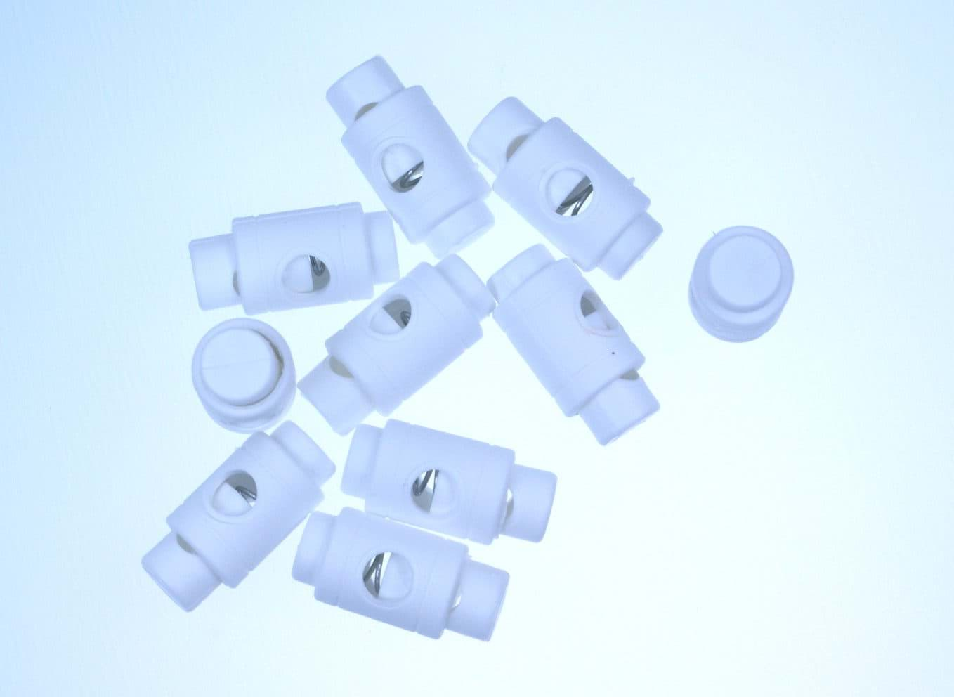 Picture of cord stopper - zylindric form for 5mm cords - white - 10 pieces