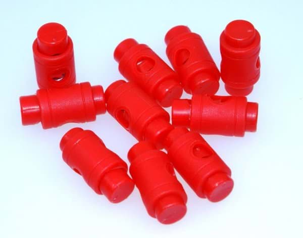 Picture of cord stopper - zylindric form for 5mm cords - red - 10 pieces