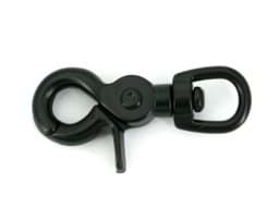 Picture of scissor carabiner with 12mm round swirl - 6,4cm long - black - 1 piece