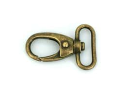 Picture of carabiner hook made of zinc die-casting, for 30mm webbing, 5,9cm long - old brass - 10 pieces