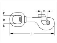 Picture of carabiner hook made of zinc die-casting, for 30mm webbing, 5,9cm long - old brass - 10 pieces