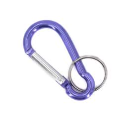 Picture of key carabiner hook with ring - 60mm long - color: purple - 10 pieces