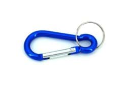 Picture of key carabiner hook with ring - 60mm long - color: blue - 10 pieces
