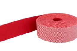 Picture of 1m belt strap / bag webbing - colour: white/red diagonal striped - 40mm wide
