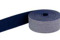 Picture of 5m belt strap / bag webbing - colour: white/dark blue diagonal striped - 40mm wide