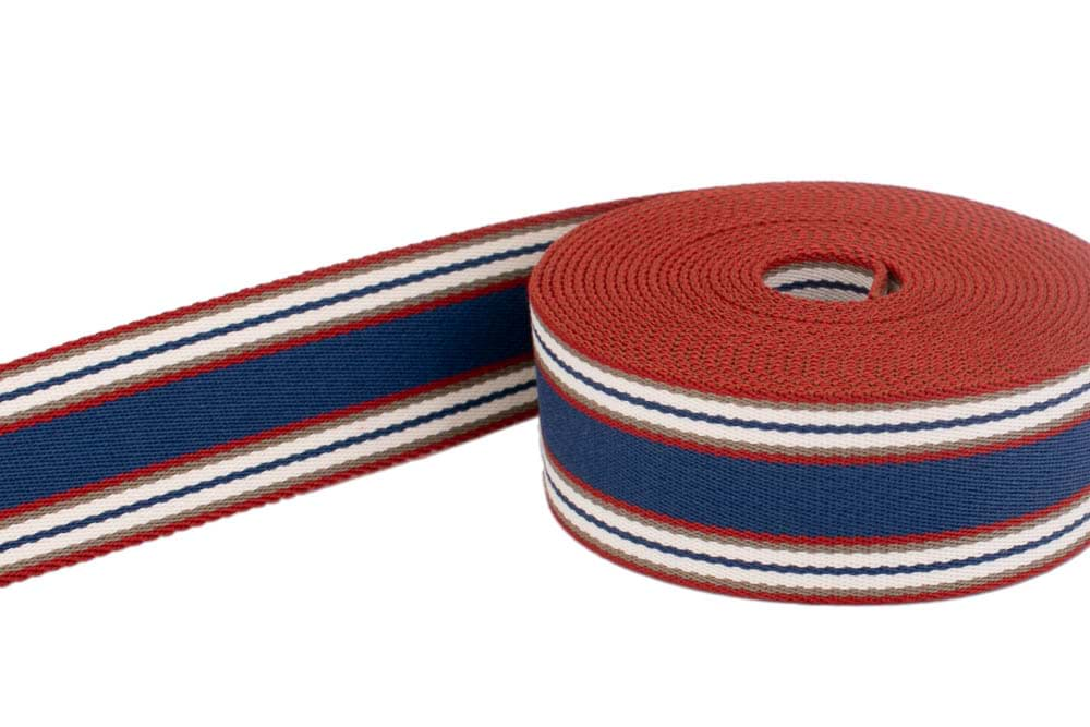 Picture of 5m belt strap / bag webbing - colour: four coloured striped 348 - 40mm wide