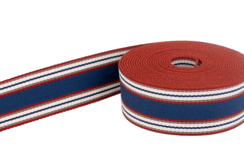 Picture of 1m belt strap / bag webbing - colour: four coloured striped 348 - 40mm wide