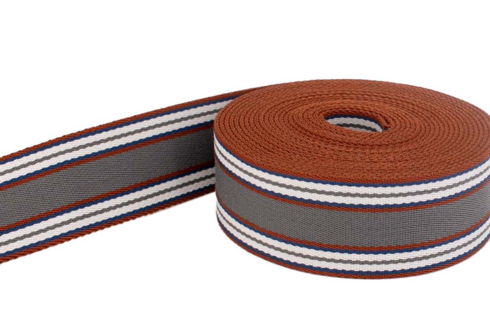 Picture of 5m belt strap / bag webbing - colour: four coloured striped 346 - 40mm wide