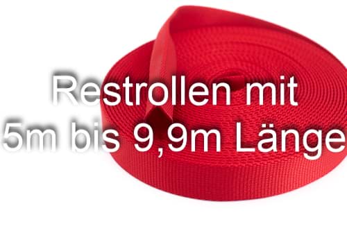 Restrollen 20mm breites Schlauchgurtband, 25m - rot (UV)