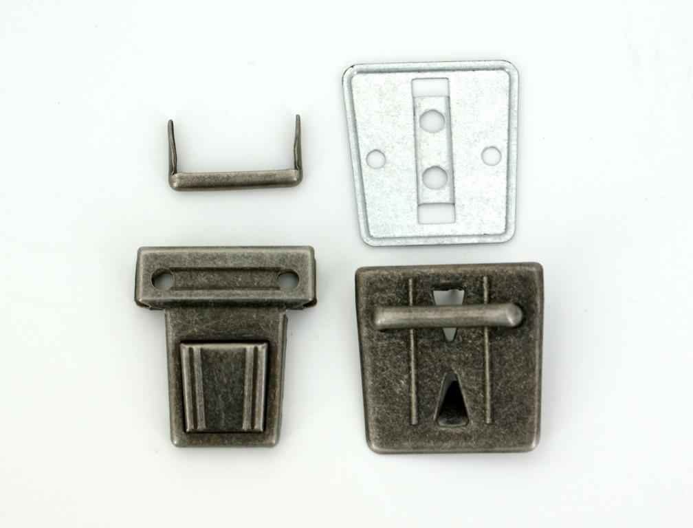 Picture of metal briefcase lock - colour: antique black - 3,5cm wide - 10 pieces