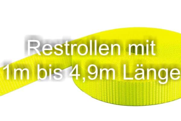 Picture of Restpostenbox 25mm breites Gurtband aus Polyester (PES) 1,4mm stark, 25m - neongelb (UV)