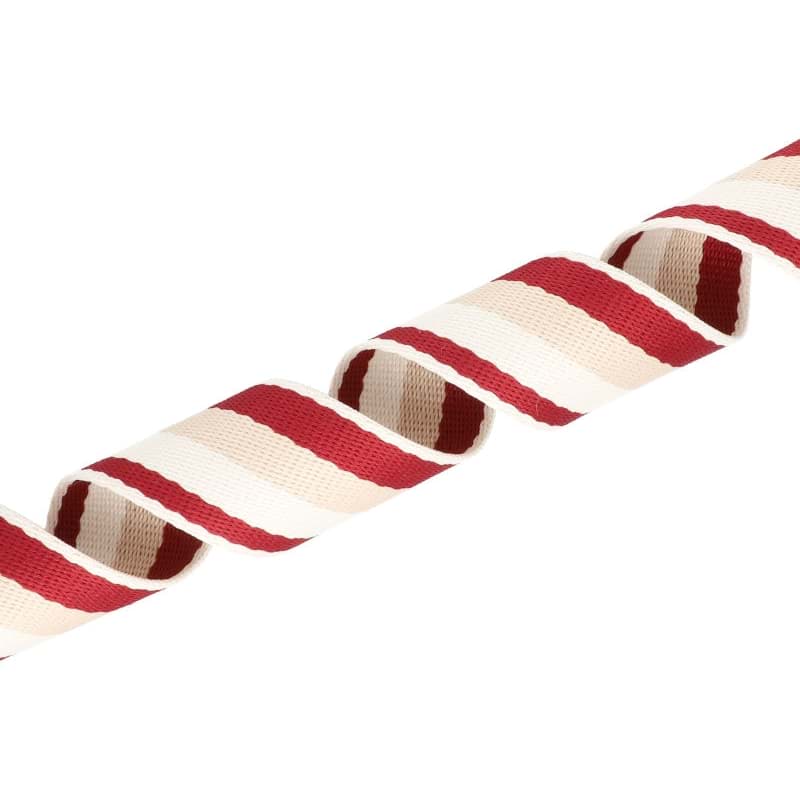 Picture of 5m Gurtband aus Polycotton - 38mm breit - 1,2mm dick - Creme/ Beige/ Bordeaux