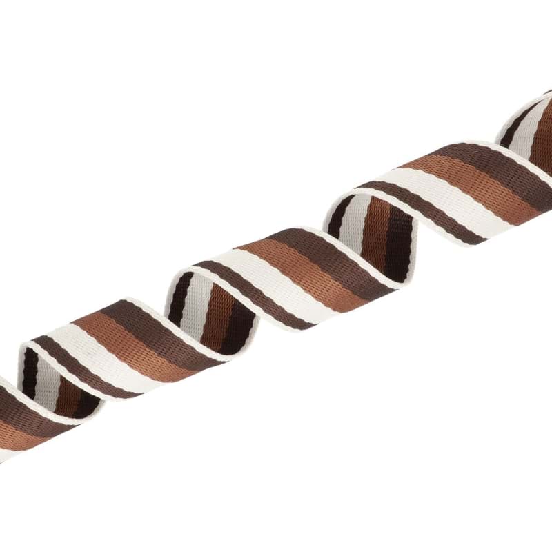 Picture of 45m Gurtband aus Polycotton - 38mm breit - 1,2mm dick - Creme/ Dunkelbraun/ Braun