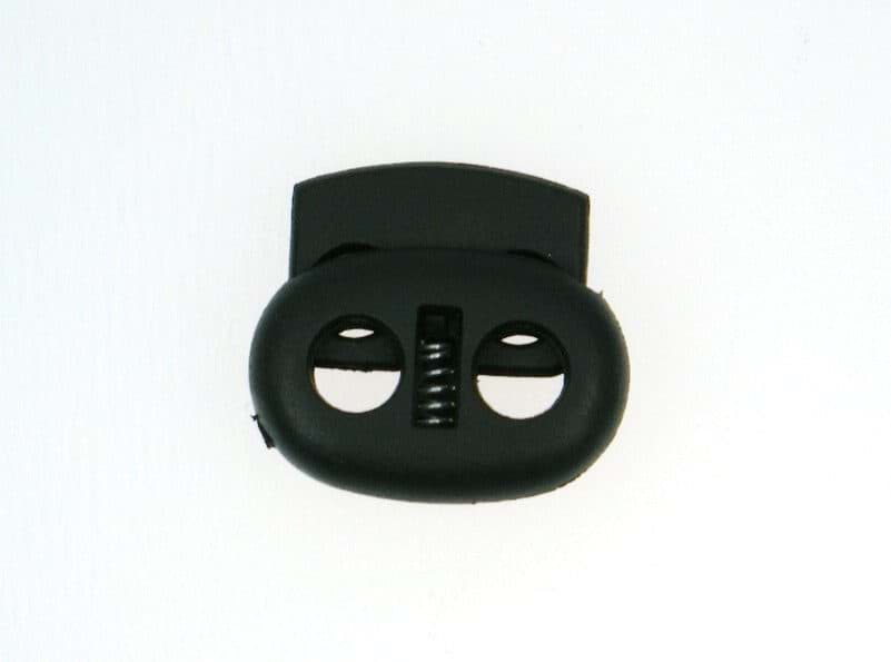 Picture of cord stopper - 2 holes - up to 5mm - 23mm wide - black - 10 pieces