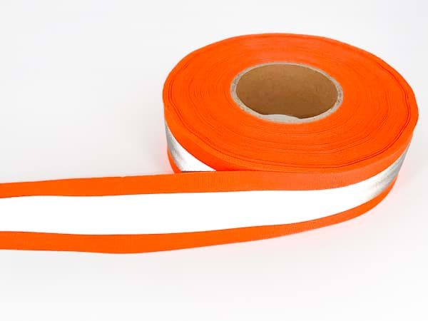 Picture of 50m reflective webbing 50mm wide - neon orange - for sewing on