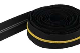 Picture of 5m slide fastener, 5mm rail, color: black with dark golden rail
