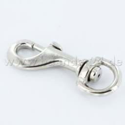 Picture of bolt carabiner 6cm long - zinc die casting - with rotatable, round swivel - 50 pieces