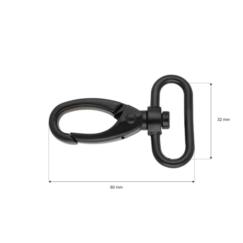 Picture of Karabiner aus Zinkdruckguss - 6cm lang - 32mm Durchlass - schwarz - 1 Stück