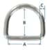 Picture of D-ring made of stainless steel, 50mm inner measurement - 1 piece