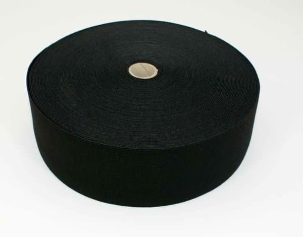 Picture of 60mm wide elastic strap made of polyester - 25m roll - black
