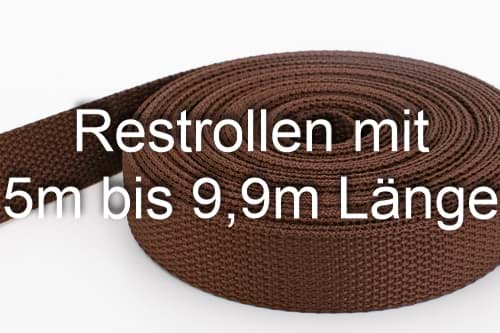 Restpostenbox 15mm breites PP-Gurtband 1,2mm stark, 25m - braun (UV)