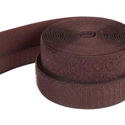 25m Klettband (Flausch & Haken), 50mm breit, Farbe: dunkelbraun - zum Aufnähen