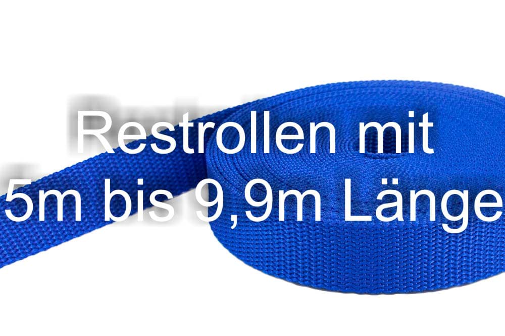 Restpostenbox 50mm breites PP-Gurtband 1,4mm stark, 25m - königsblau (UV)