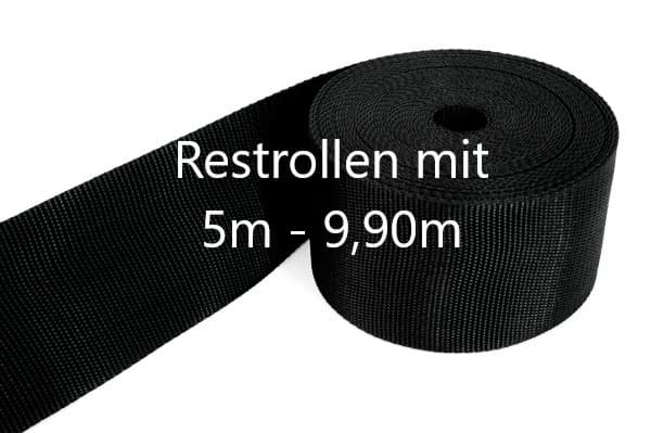 Restpostenbox 80mm breites PP-Gurtband 1,4mm stark, 25m - schwarz (UV)