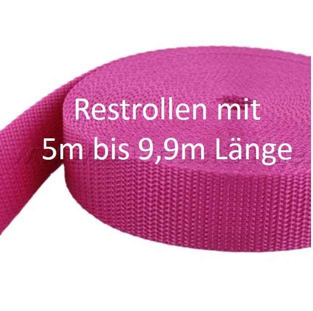 Restpostenbox 20mm breites PP-Gurtband 1,4mm stark, 25m - pink (UV)