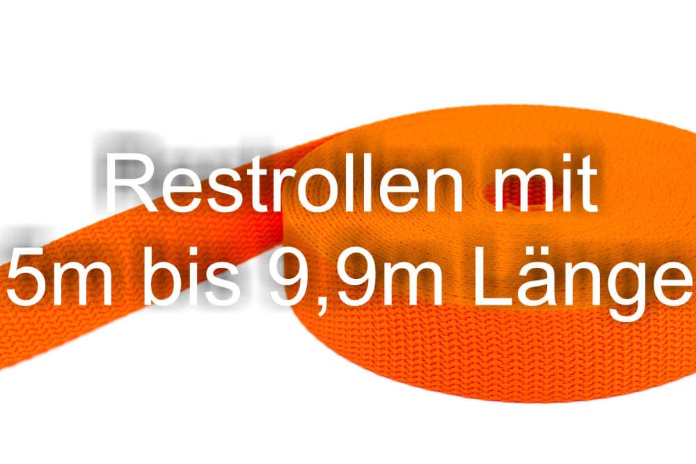 Restpostenbox 20mm breites PP-Gurtband 1,4mm stark, 25m - orange (UV)